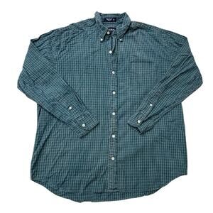 Vintage Britches Plaid Shirt Mens M Medium Cotton Button Up Green 90s Flannel